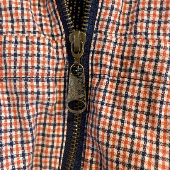 Womens Roxy White Pink Checked Preppy Hooded Full Zip Light Jacket Size Large - Picture 11 of 16